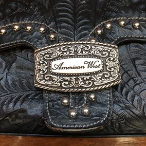 Black Tooled Leather Purse